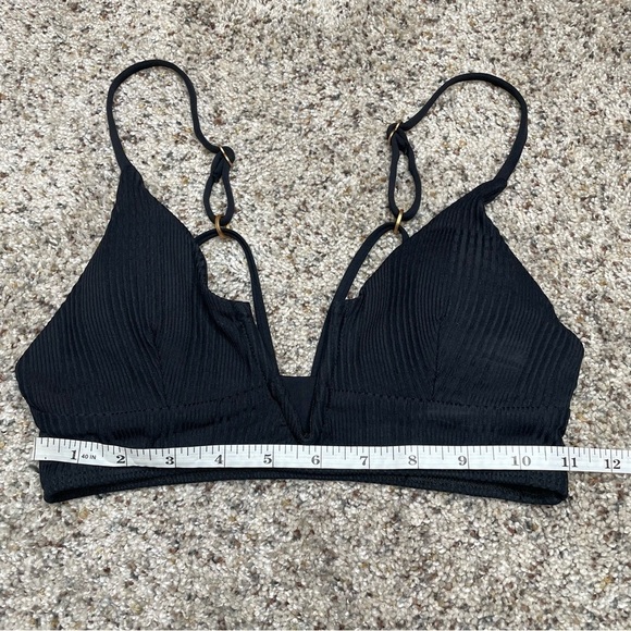 L*SPACE Pointelle Rib Siren Bikini Top in Black Small - Picture 10 of 11